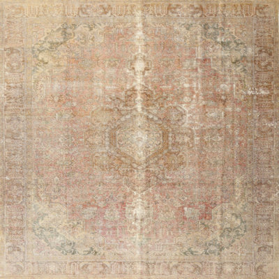 Tapis oriental beige / rose clair en laine