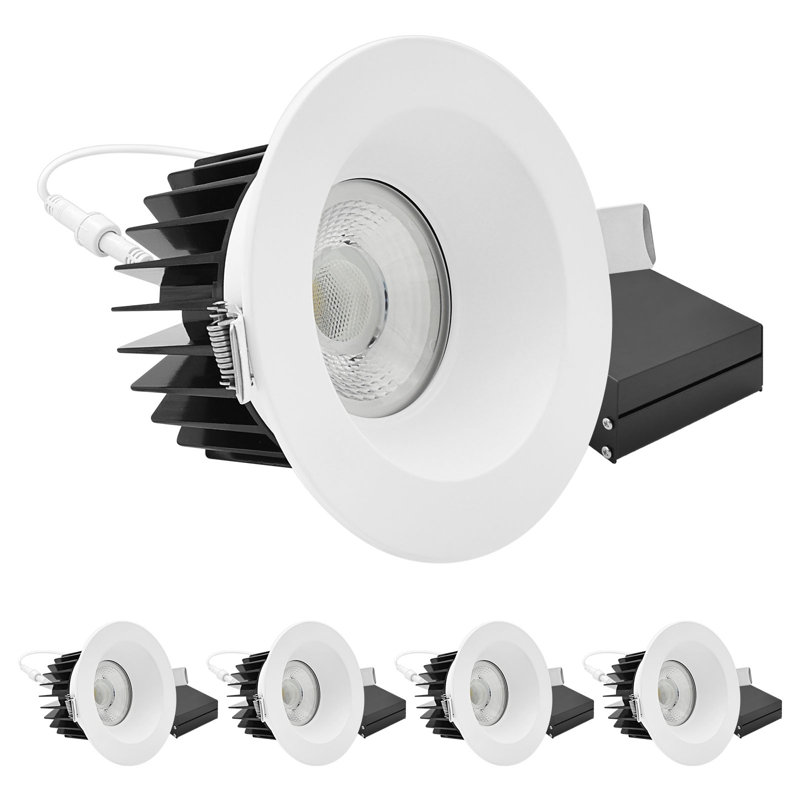 Luminaire encastré DEL 5 pouces LUXRITE, régressé avec garniture ronde blanche, 22 W, 1 800 lm, 5 TCC, faisceau de 60 °, intensité variable, Twist-N-Lock, CRI90, ETL, paquet de 4