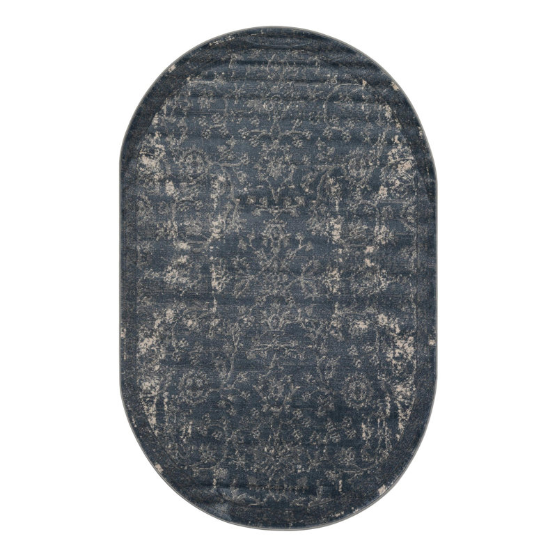 Tapis oriental bleu Charters Towers, Ovale 5 pi 3 po x 8 pi