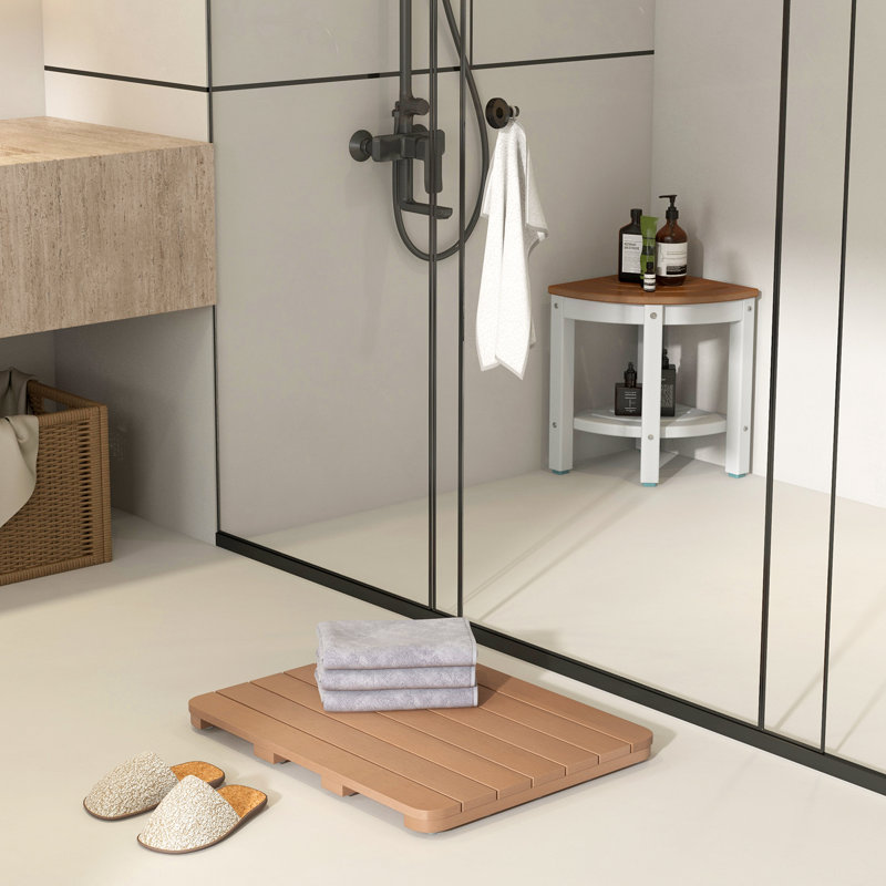 Tapis de bain en plastique / acrylique Prima avec envers antidérapant, L 19 po x L 23,5 po, Brun