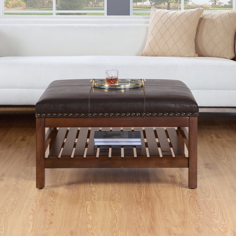 Xzaveon Coffee Table with Storage Shelf, Espresso