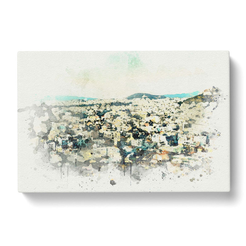 Athens Skyline In Greece In Abstract - Wrapped Canvas Print, 60cm H x 91cm W x 3cm D