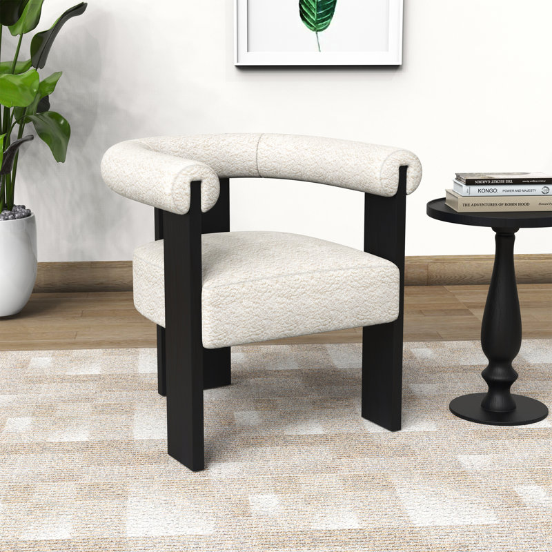 Fauteuil Chesterfield de 27,5 po de large Kaisha, Tissu blanc