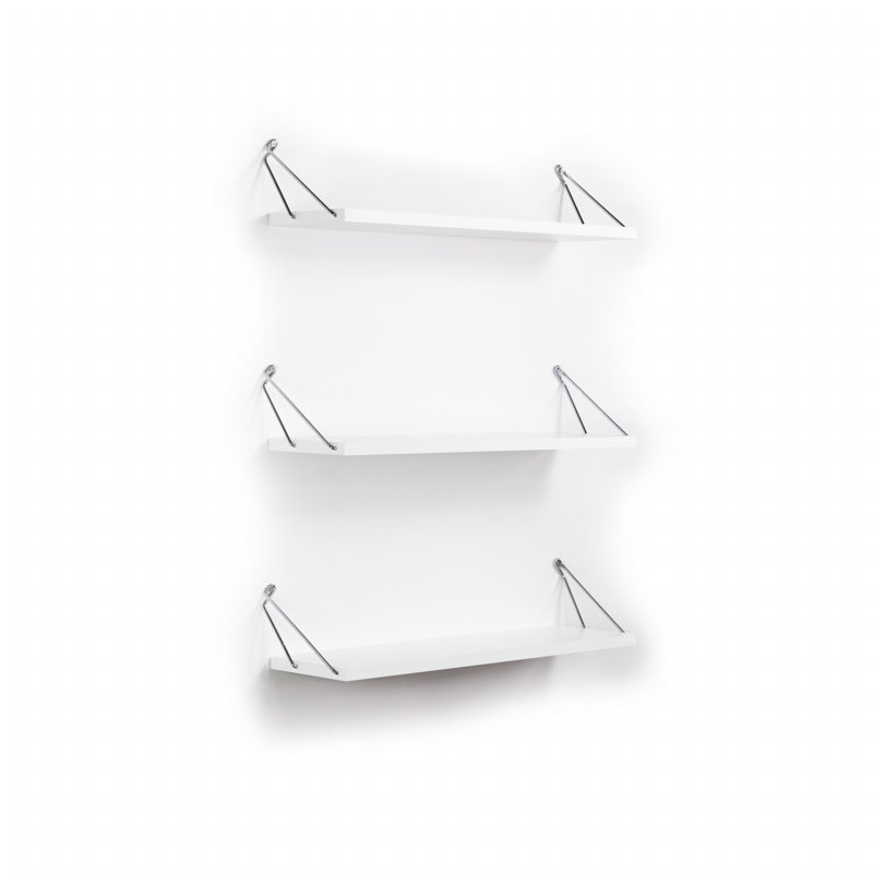 Altai Floating Wall Decor Wall Mounted Rustic Decorative Hanging Metal Bracket Triple Shelfs for Books, /, Chrome