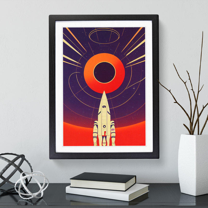 The Unbelievable Spaceship Rocket - Framed Print, 46cm H x 34cm W x 2cm D, Black