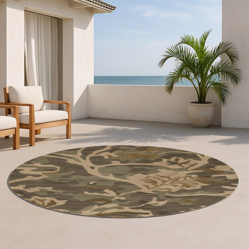 Tapis d'intérieur et d'extérieur brun Nature, Rond 5 pi