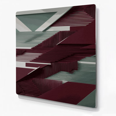 Geometric Abstraction 47 Red Metal Wall Art
