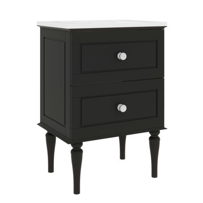 Ensemble de meuble-lavabo 24 po avec lavabo en céramique, meuble de rangement contemporain avec 2 tiroirs