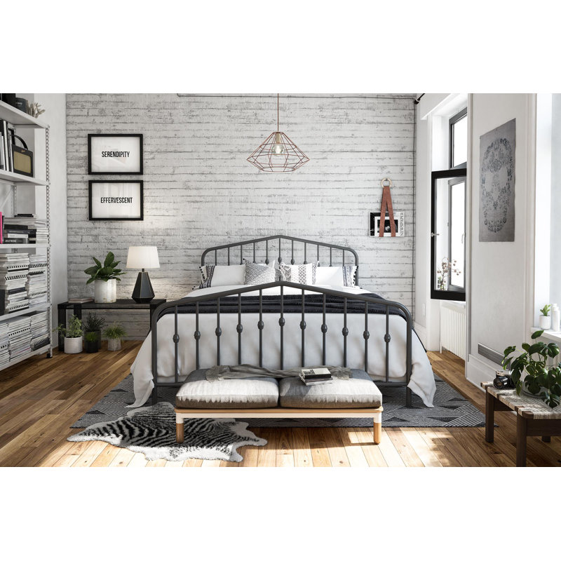 Holland Metal Bed, Double (4'6), Grey