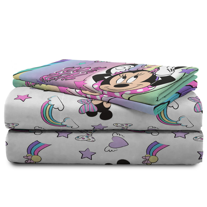 Minnie Mouse Pink Microfiber Reversible Comforter Set, Full Comforter + 2 Shams