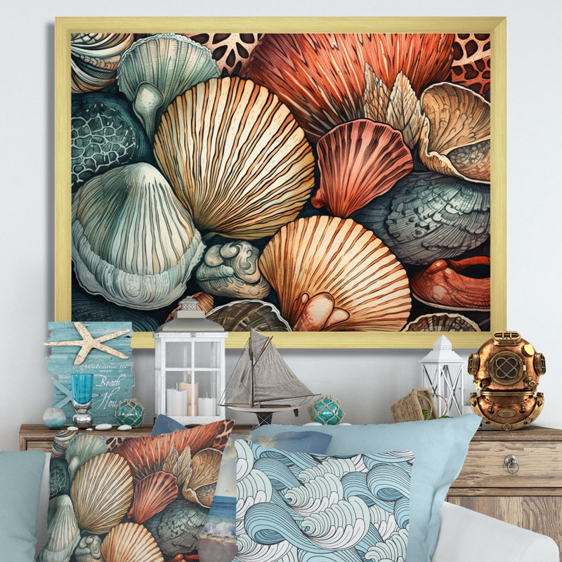 Seaside Seashells III sur toile, Cadre photo noir, H 30 po x l 40 po x P 1,5 po