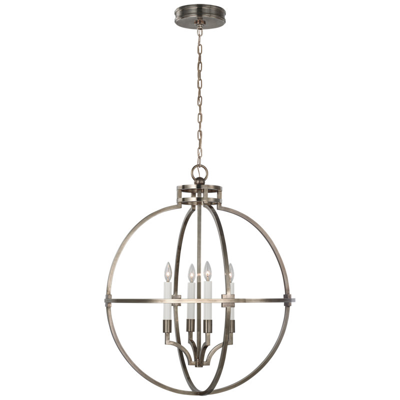 Chapman & Myers Lexie Globe Lantern, Antique Nickel, 37" H x 30" W x 30" D