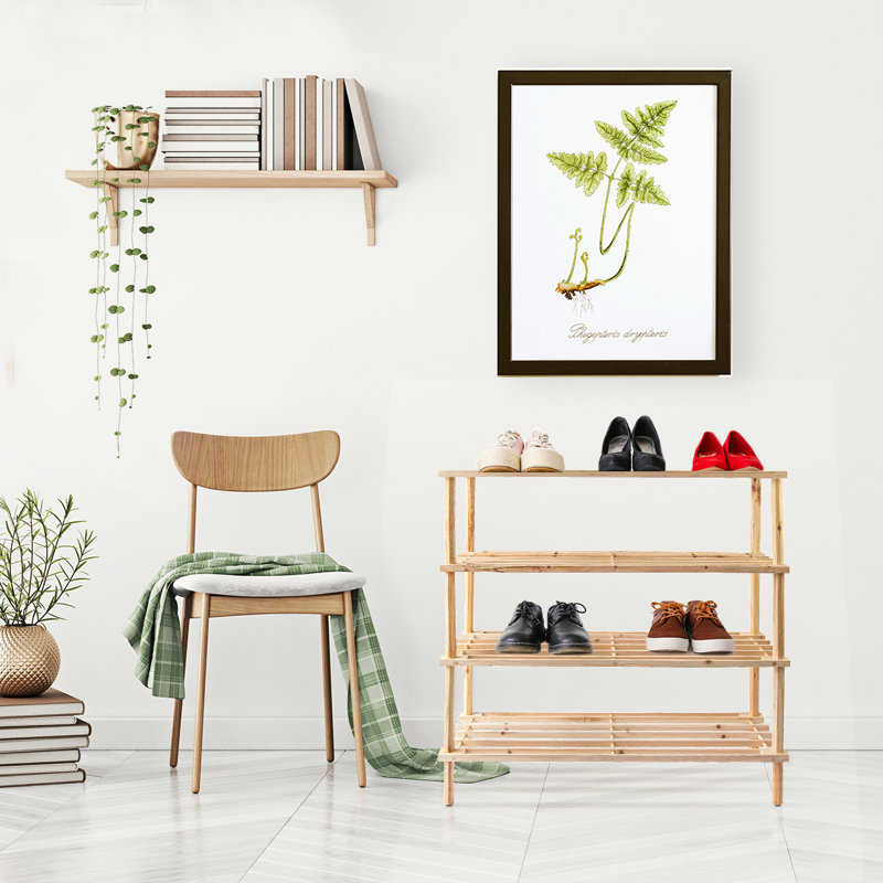 16 Pair Stackable Solid Wood Shoe Rack