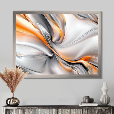 Ascending Marble Light Orange And Grey I - Abstract Marble Wall Art Print