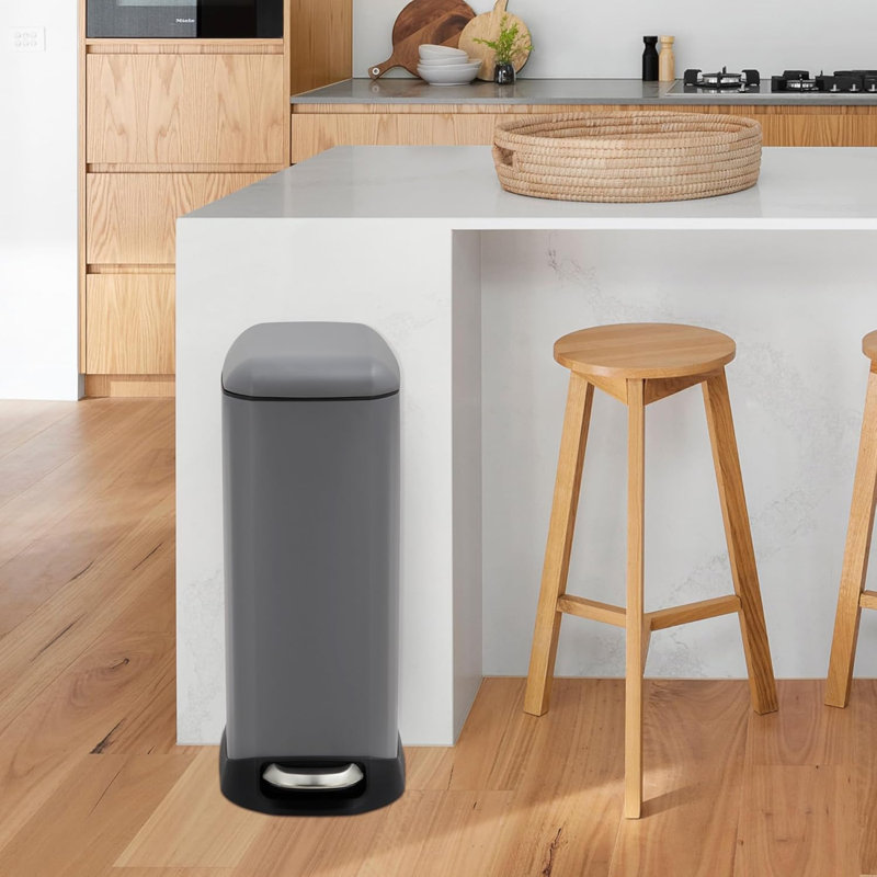 Stainless Steel Step On Kitchen Trash Can - 12L