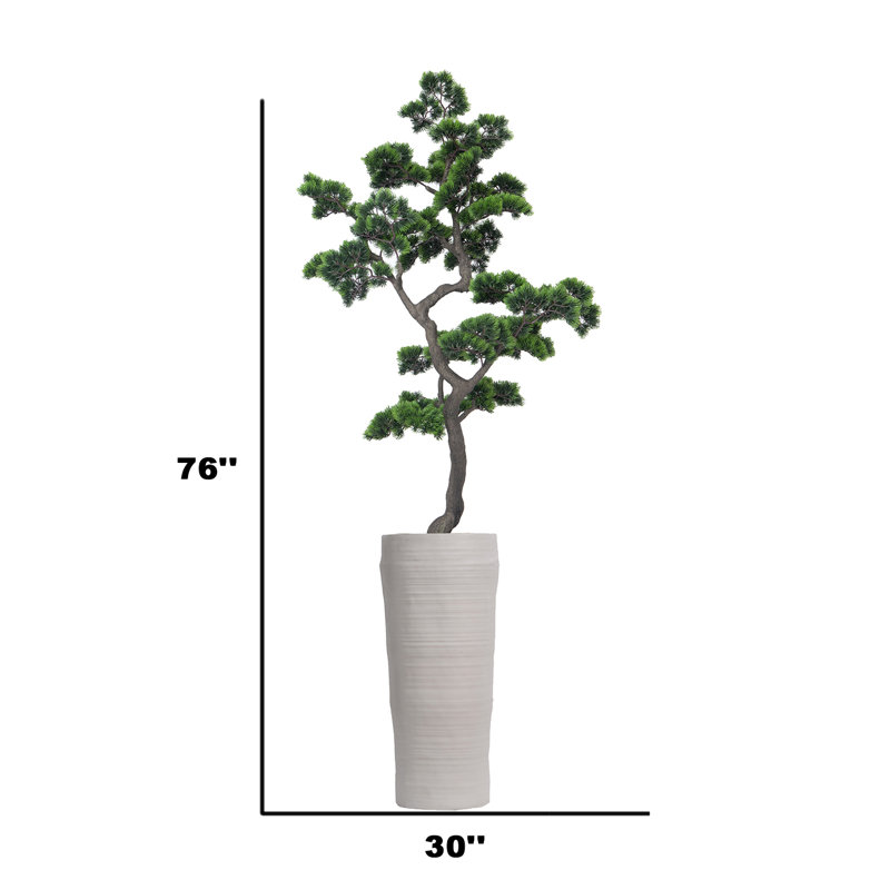 Bonsaï artificiel 76 po dans un grand pot à fleurs blanc 76 po