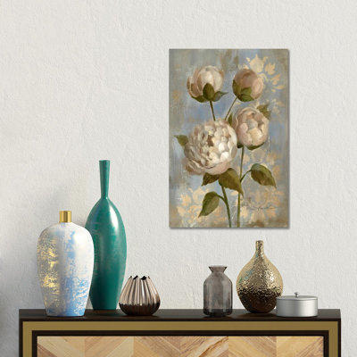 Peony on Soft Blue 1 Piece Wall Art on Canvas