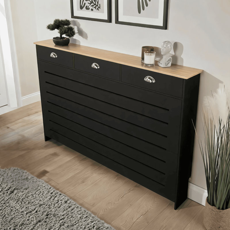 Batley Drawer Radiator Cover, 3 Drawer - 150cm W, Black
