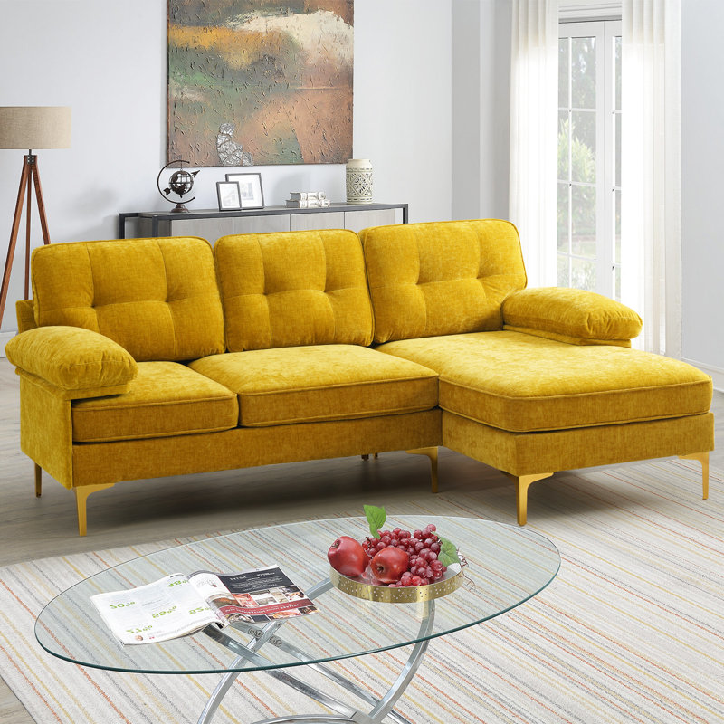 Canapé modulaire rembourré de 82,7 po Hilmir, Chenille dorée
