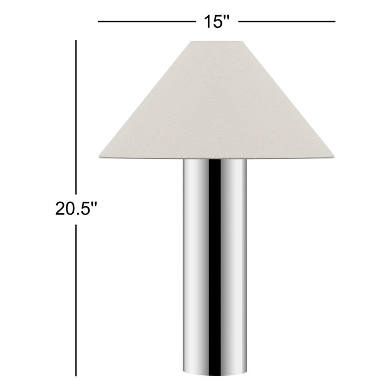 Cheri 20.5 Inch Chrome/White Metal Table Lamp, Oatmeal