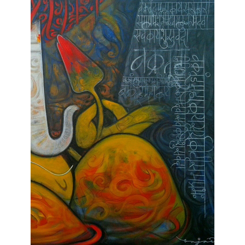 Shree Ganesha | Acrylique sur toile | Par Ramesh Gujar
