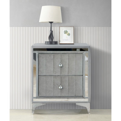 Farney Velvet Nightstand Fully Assembled