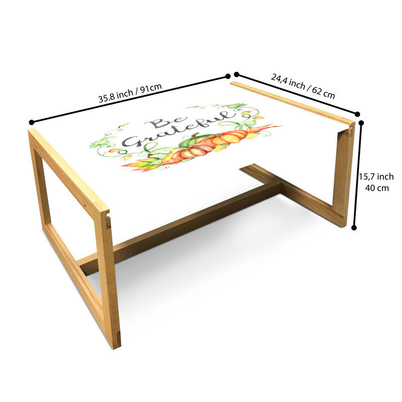 Table basse East Urban Home Saying, Be Grateful Cursive Typographie, 15.75" H x 35.83" L x 24.4" W