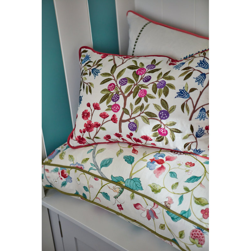 Foraging Embroidery Fabric, Red/Green