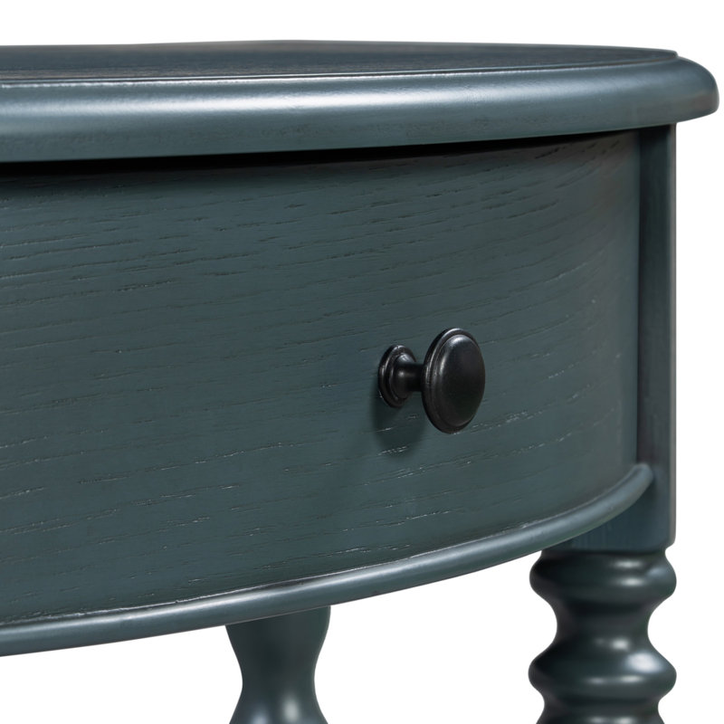 39" Console Table, Half Moon Shape, with Drawer & Shelf, for Entryway, Living Room, Hallway, Navy