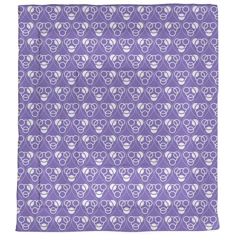 Édredon réversible simple en microfibre Circles Waves, Édredon simple, Mauve/blanc
