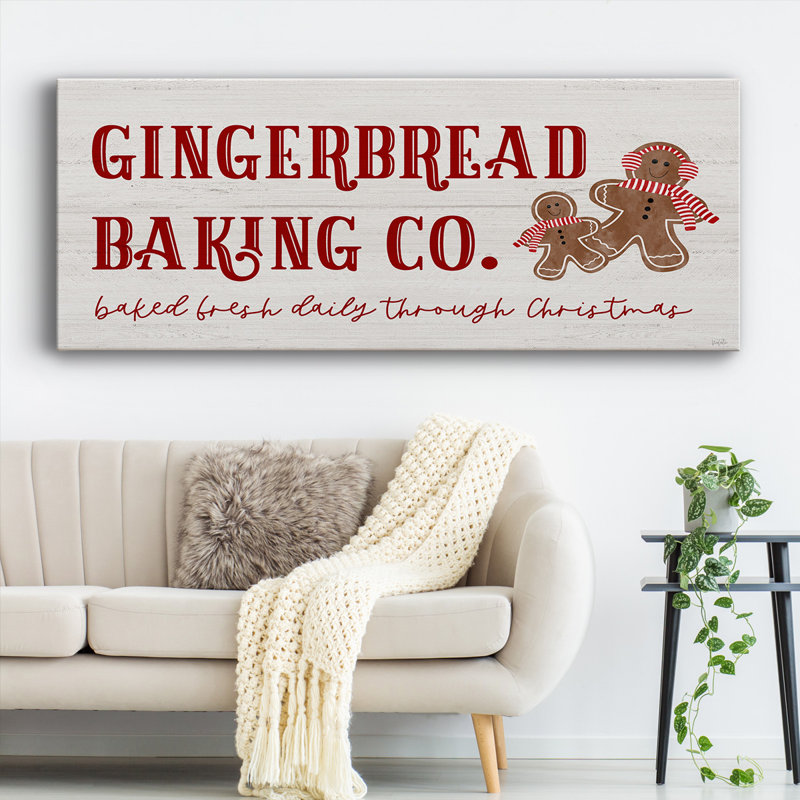 "Gingerbread Bake Co" sur toile, art textuel, H 24 po x l 60 po x P 1,5 po