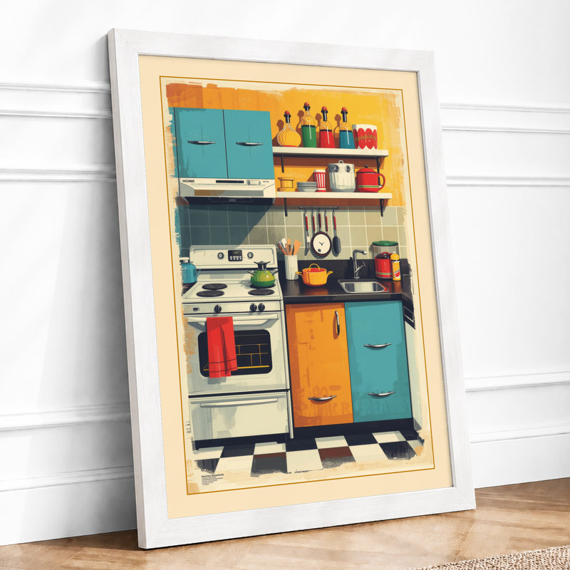Stacked Kitchen Mid-Century - Framed Print, A4 - 29.7 x 21.0 cm, White