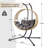 Double Hanging Egg Chair with Stand for Outdoor, Oversized 2 Person Wicker Rattan Swing Chair w/Convertible Armrest for Reclining Seat, All-Weather Cushion and Heavy Duty Frame, 700Lbs Cap-1371064291