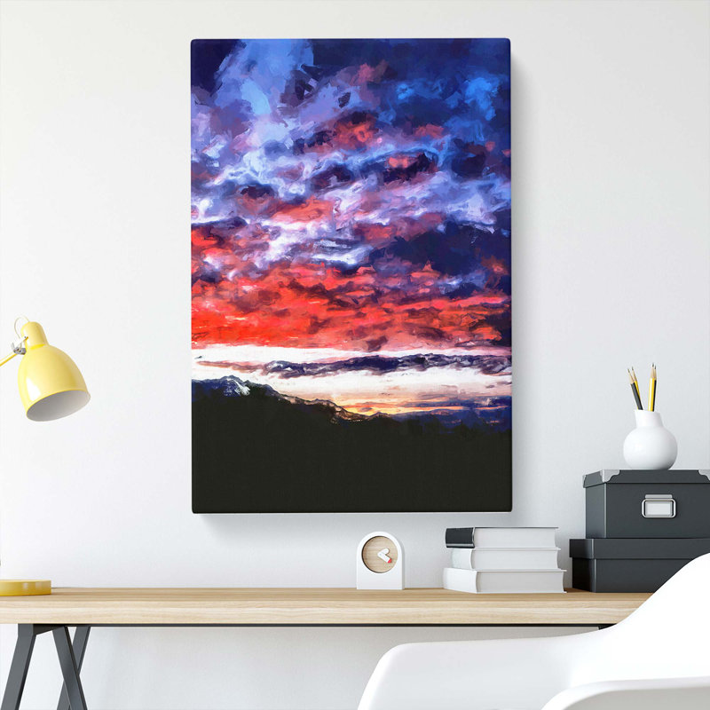 Fire Sky Above the Mountain in Abstract - Wrapped Canvas, 60cm H x 40cm W x 3cm D