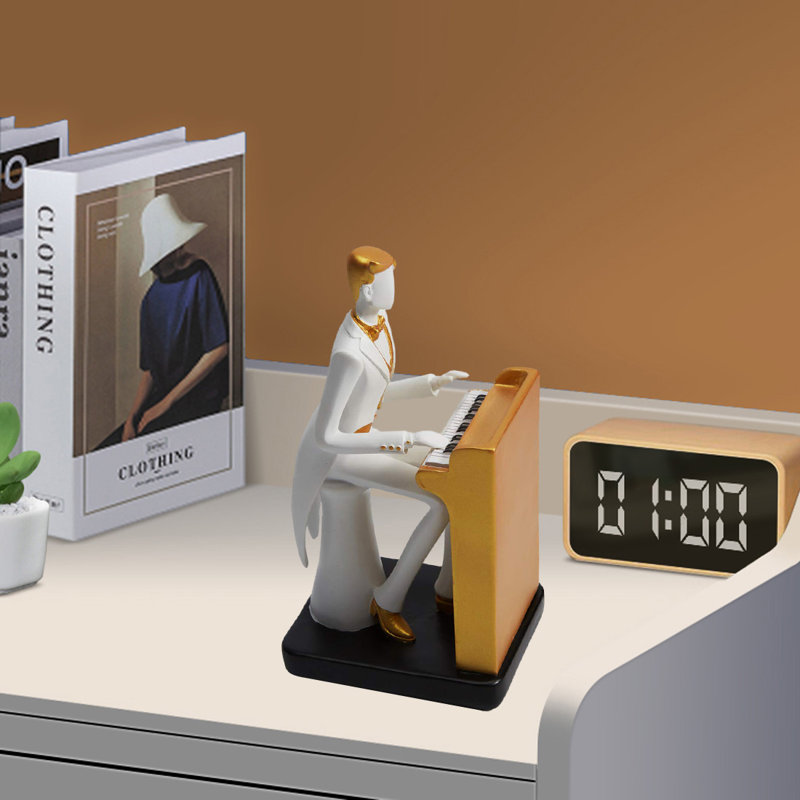 Statue décor musical, figurine de musicien, sculpture en polyrésine, H 8,46 po x l 3,7 po x P 4,3 po