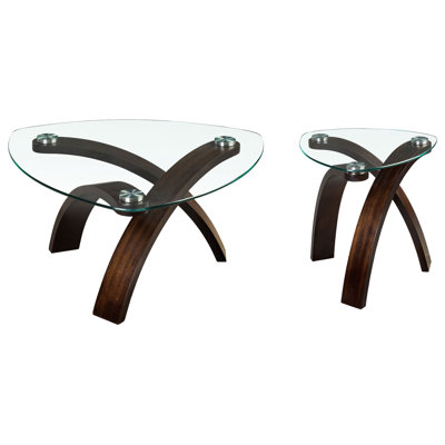 Pie Shaped Cocktail Table With End Table