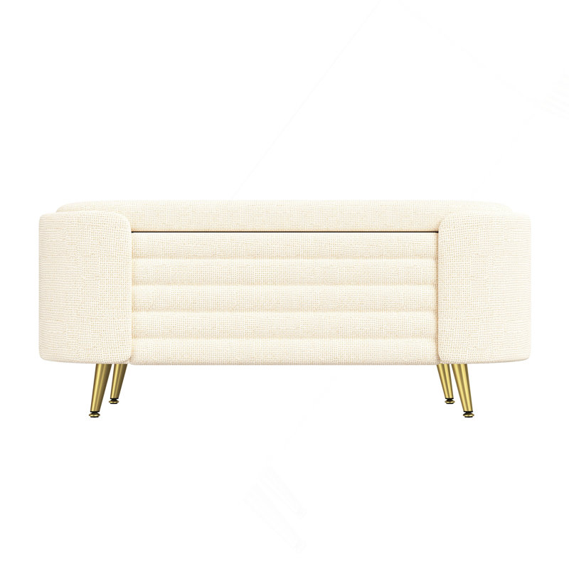Banc de rangement rembourré Modern End, Beige, Beige