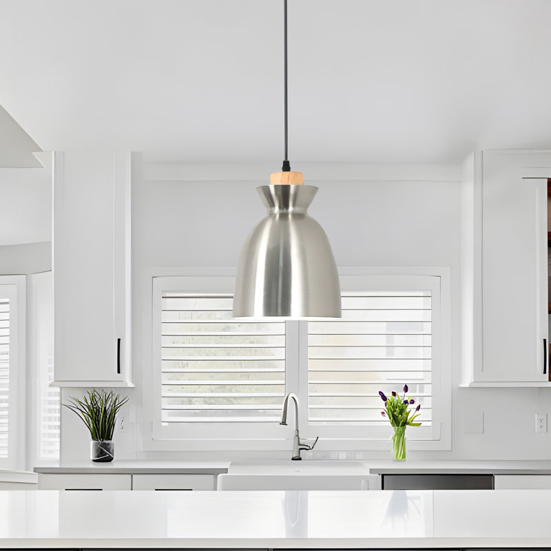 Luminaire suspendu de cuisine moderne en nickel à 1 lumière Gilbahar