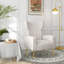 Fauteuil à oreilles en velours blanc avec pattes en métal Joshy-1393566403