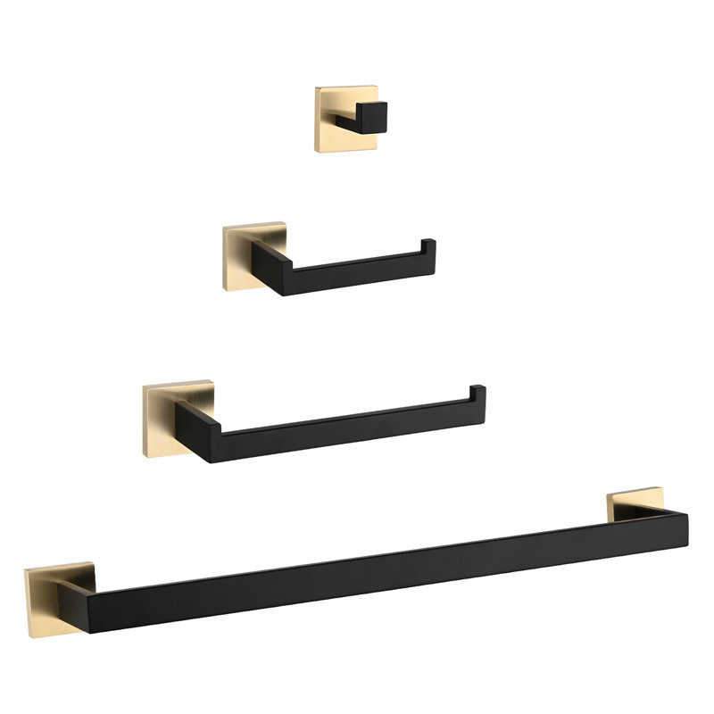 4 304 Bathroom Goods - Tarnish-, Modern Style, Kitchen & Living Room Use Accessories 304, Rust-, Aesthetics, Black/Gold
