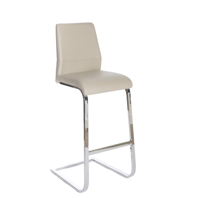 Lynn Upholstered Counter Stool with Metal Frame, Taupe