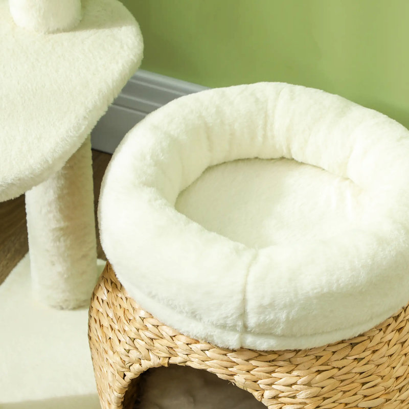 Arbre à chat de 79 cm avec poteaux à griffer, plateforme et deux lits confortables. Revêtement en velours naturel doux comme du jonc. Convient pour 1 à 2 chats jusqu'à 5 kg.