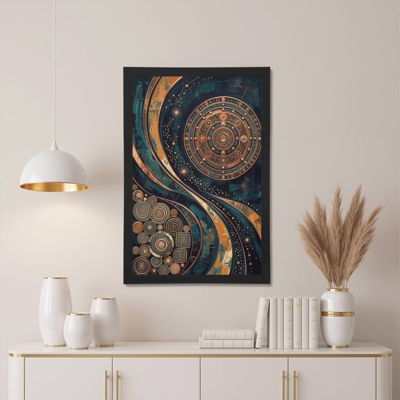 Bronze et sarcelle, art abstrait sur toile, H 36 po x l 24 po