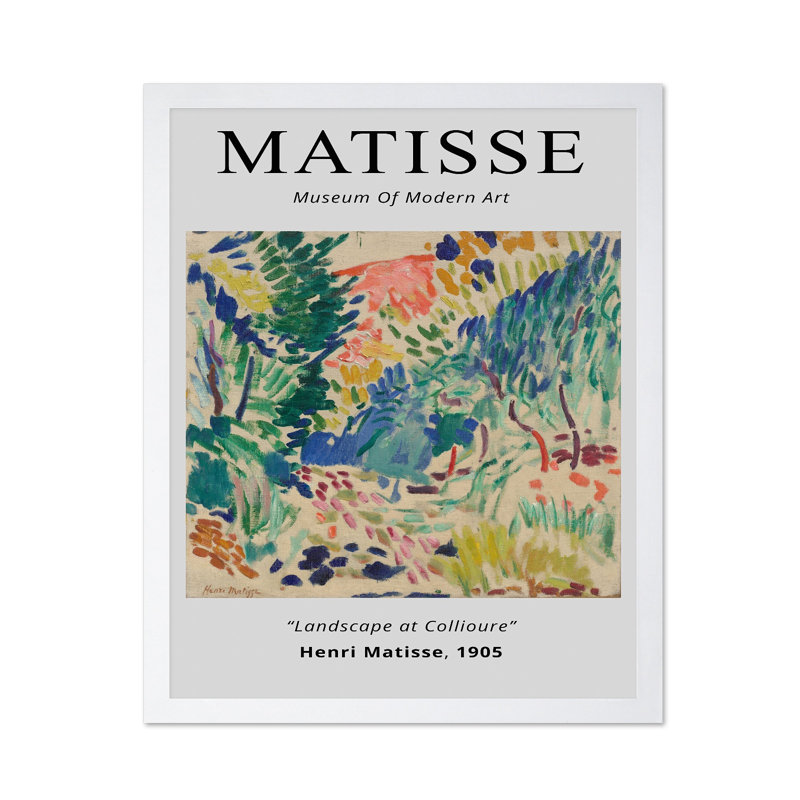 Henri Matisse - Paysage à Collioure, H 18 po x l 24 po, Affiche, Encadrement blanc