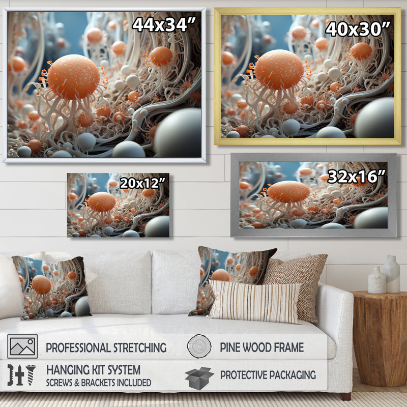 Microcosmos Geography - Abstract Landscape, art mural, H 12 po x l 20 po, Cadre flottant brun
