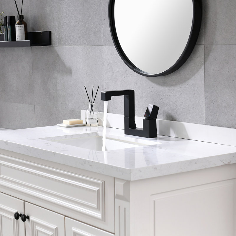 Modern 7" Solid Brass Single Hole Bathroom Sink Faucet with 90° Rotatable Spout, Matte Black