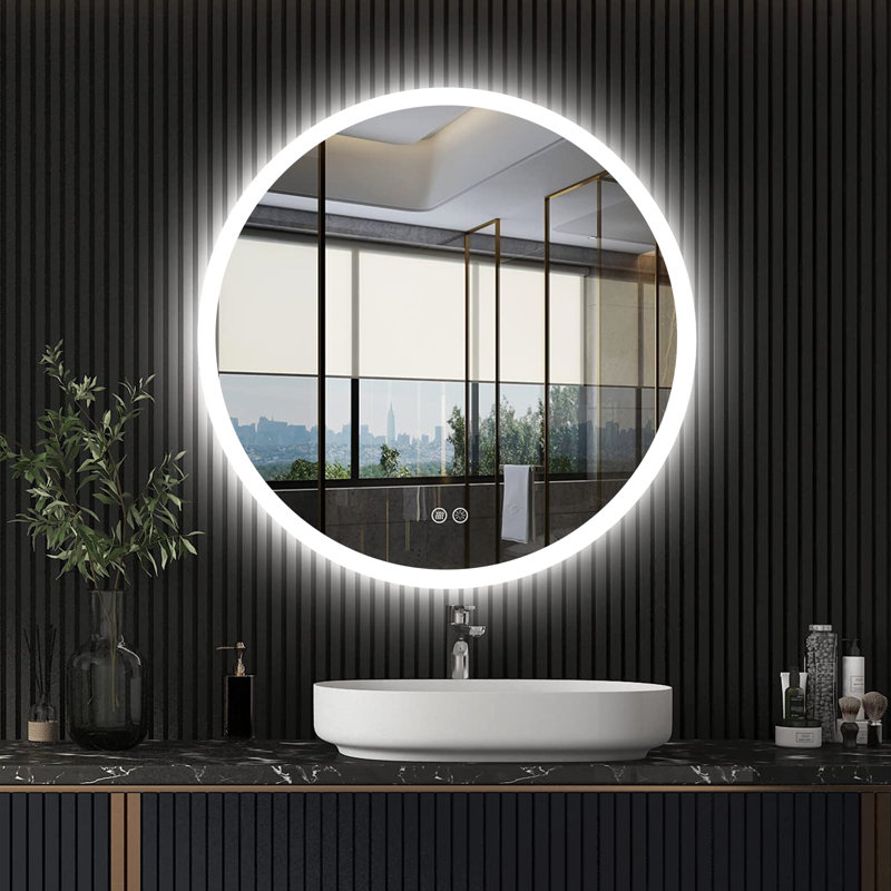 Miroir de salle de bain Lunara, H 24 po x l 24 po
