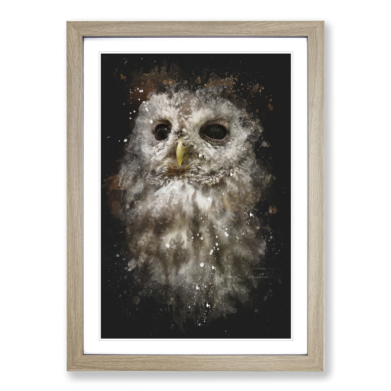 Tawny Owl Vol.1 - Picture Frame Painting, Oak Framed, 48cm H x 36cm W x 2cm D