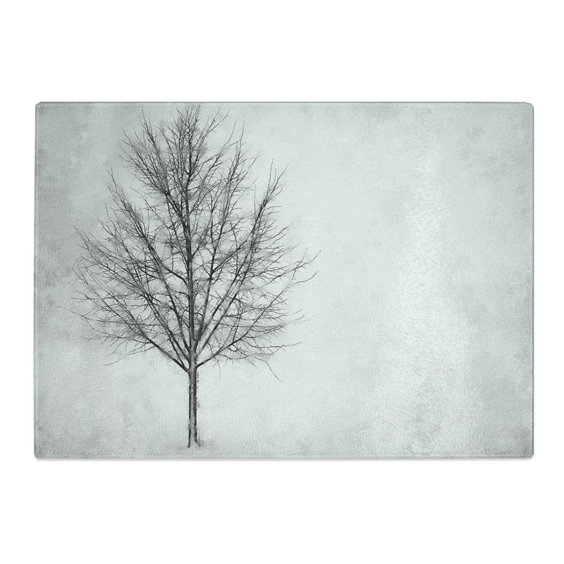 Tempered Glass Lone Tree at Winter Chopping Board, 20 cm x 28.5 cm