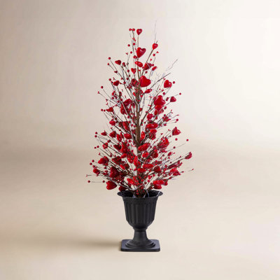 Lighted Red Berry Heart Tabletop Tree
